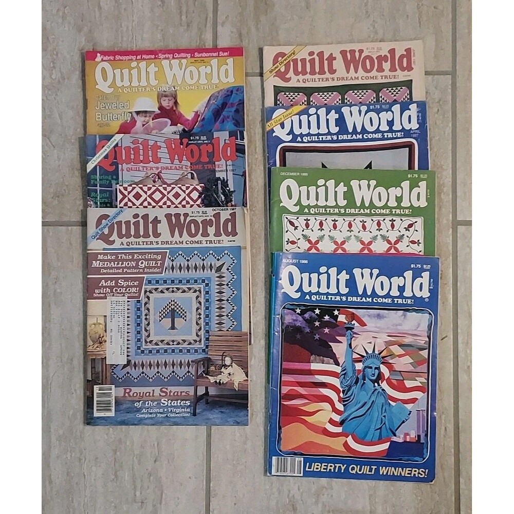 Lot Of 7 Vintage Quilt World Magazines Quilting Back Issues 1986 To 1990